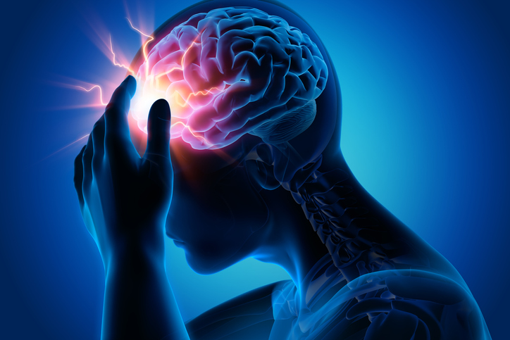 3D illustration of brain with an injury