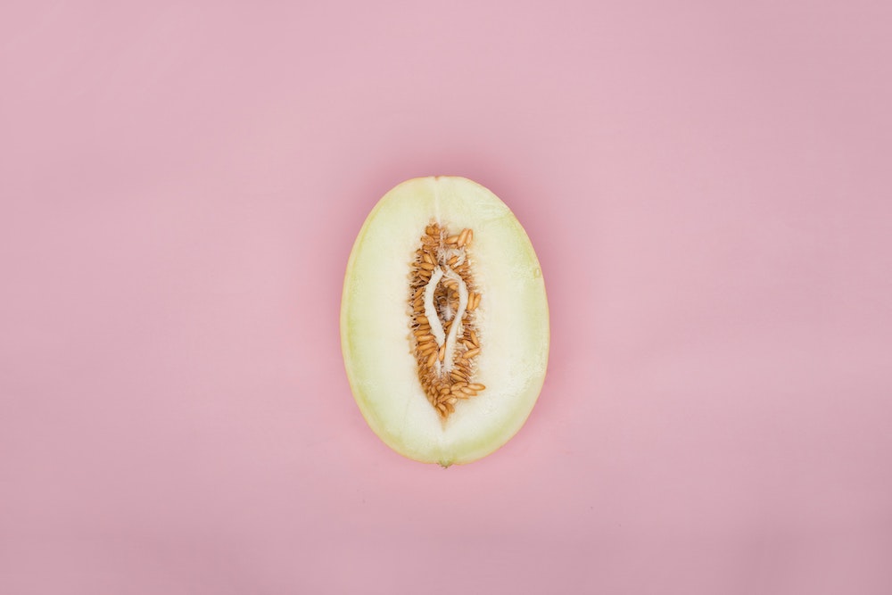 Half an open melon to represent female sexual arousal