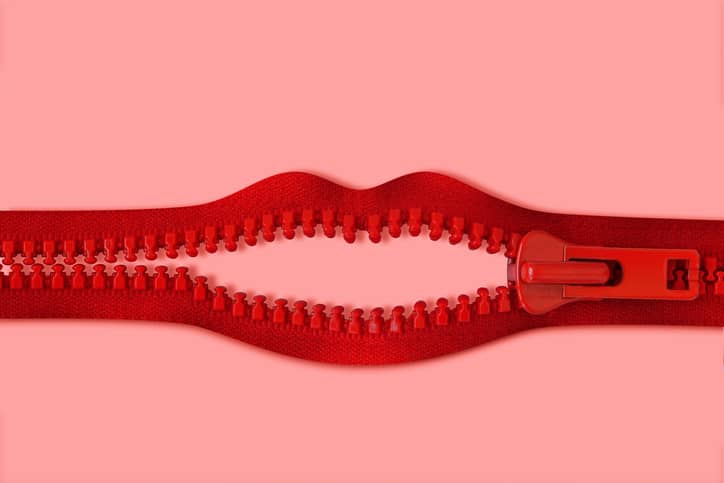 Red zip that looks like a mouth
